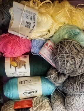 Large Yarn Destash Lot Caron Patons Loops And Threads Mixed Weights 2 Bags
